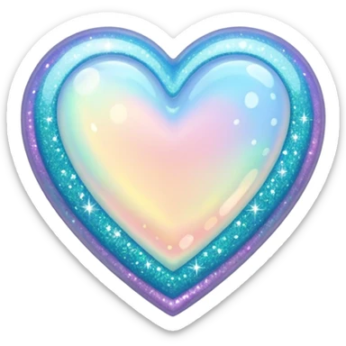 Opal heart with glitter sticker