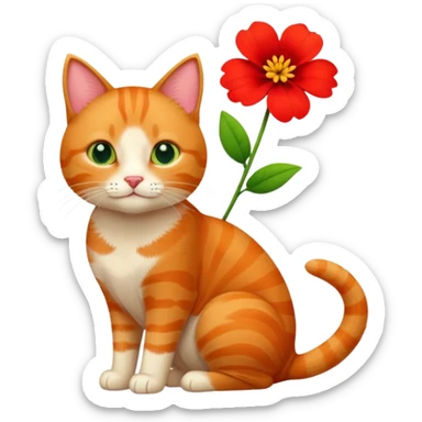 Cat and flower sticker