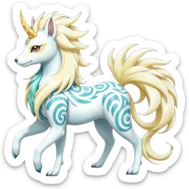 Tropical Tiny Marked Patterned Tribal Shiny Albino Painted Oriental Asian Patterned Tropical Exotic Toxic Suicune-Meloetta-Solgaleo-Rapidash-Arcanine-fusion-hybrid-creature (full body) sticker