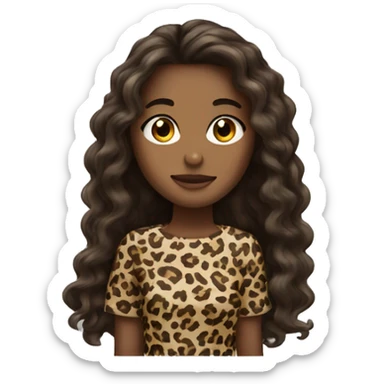 Ragazza capelli marroni e leopardo sticker
