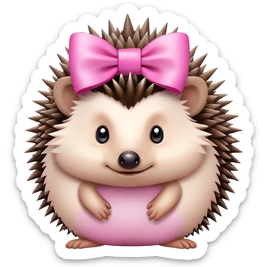 hedgehog with a pink bow sticker