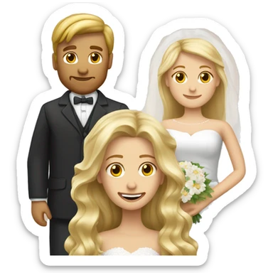 Blonde Frau lange Haare und Mann mit Anzug braune Haare und Bart heiraten sticker