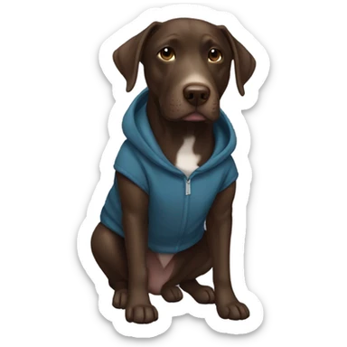 Dark brown lab pit mix in hoodie sticker