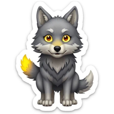 Where wolf with glowing yellow eyes looking at the camera standing on two feet  sticker