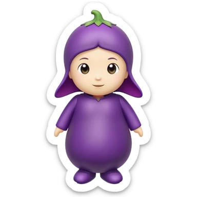 Sonny Angel toy with eggplant costume head sticker