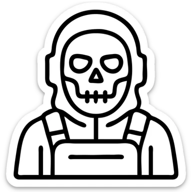 Call of Duty Ghost character with skull mask, tactical military outfit sticker