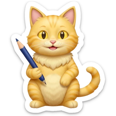 cute yellow smiling cat with full body with note and pen and no clothes sticker