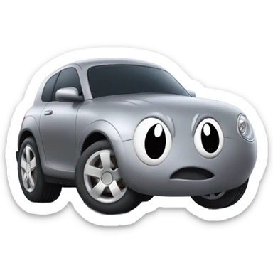Metal cute mad Kirby bubble Gray ball driving on car wheels with mad eyebrows game sticker