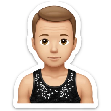 Donnie Wahlberg from NKOTB with light brown hair, black sequin crop top sticker