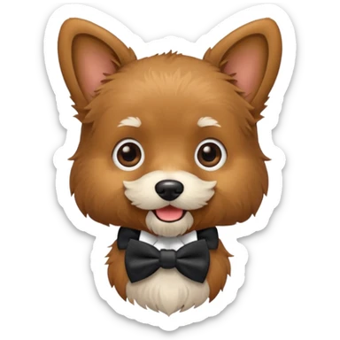 A mini dog with a scruffy but adorable beard, tail wagging excitedly and wearing a little bowtie.




















 sticker