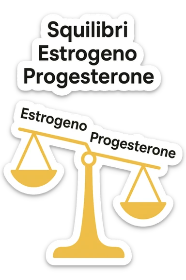 squilibri estrogeno progesterone in italiano senza sfondo con una bilancia sticker