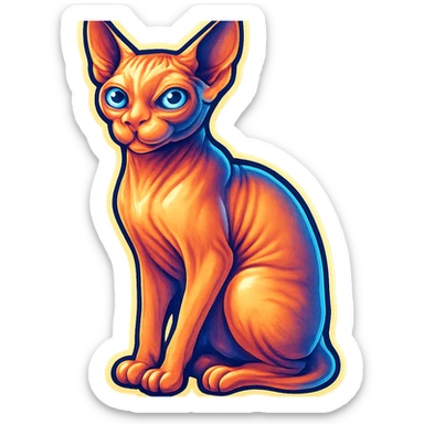 Canadian Sphynx cat with coloring as in the photo, sticker style, with a white background sticker