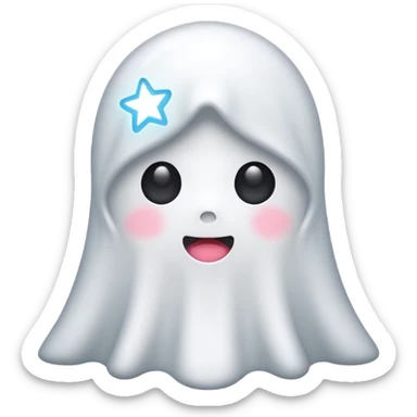ghost kawai star white sticker