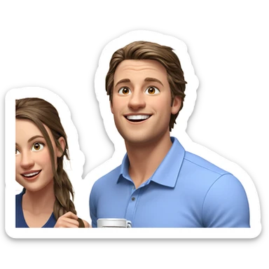 happy young couple indoors sticker