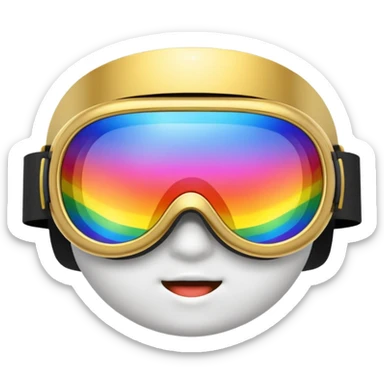 gold simulation rainbow visor goggles sticker