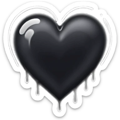 black ink heart emoji with ink streaks, isolated on white background sticker