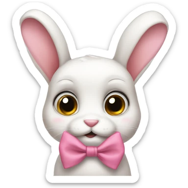 rabbit sad big eyes pink bow sticker