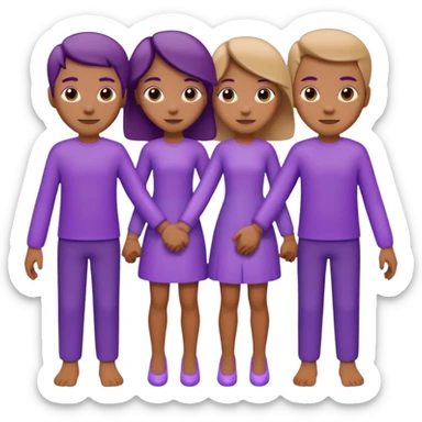 purple group without eyes and nose  holding hands sticker