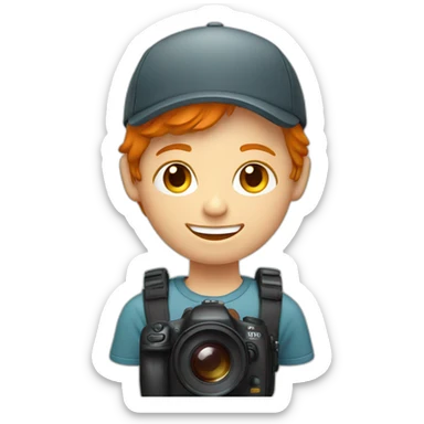 a smiling redhead cameraman sticker