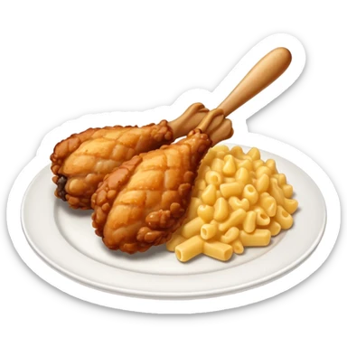 drumstick chicken with mac and cheese on the side on a plate sticker