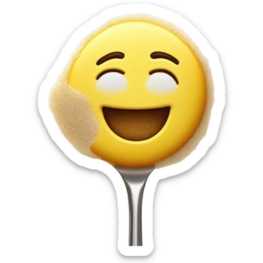 smiley face with sugar all over his nose and a spoon full of sugar in front of him sticker