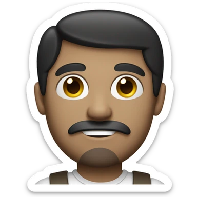 dark hair dark eye man with short mustache holding money sticker