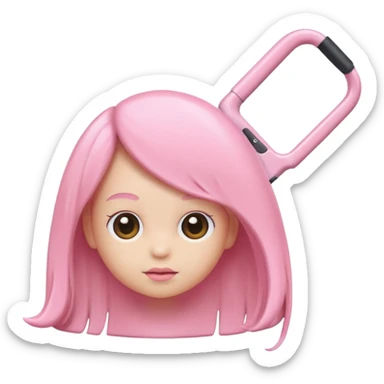 A baby pink color with hair iron in iOS emoji style, 3D icon, plastic texture, soft reflection, minimalist design. sticker