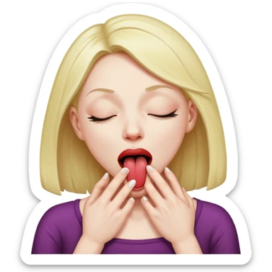 woman strangling herself with tongue out and eyes closed  sticker