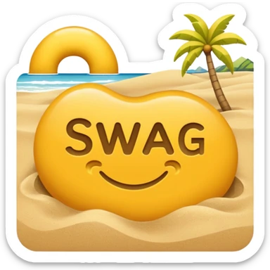 #SWAG text on a sandy beach (ios emoji style) sticker