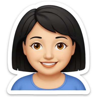 woman 60, brown eyes, very short weavy black hair, chubby sticker