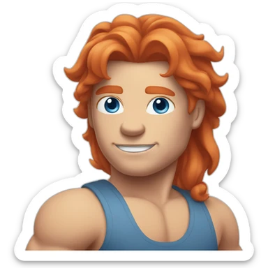 Yoga Muscle man blue eyes neat red hair sticker