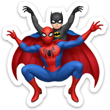 Spider-Man on Batman’s shoulders sticker