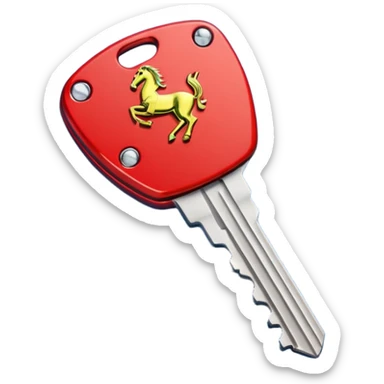 red Ferrari key with a blue background sticker