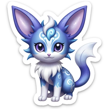 Shiny Exotic Cute Adorable Majestic Ethereal Sparkly Espeon-Meowstic-Hybrid-Creature with pattern-markings sticker