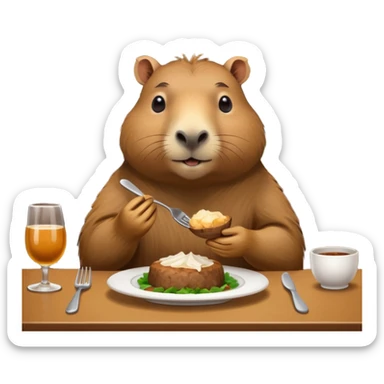 capiabra at a restaurant table sticker