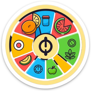 balanced lifestyle wheel with movement, nutrition, rest, and vitality sticker