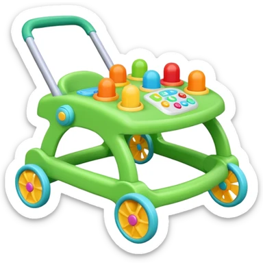 green baby walker with toys on it sticker