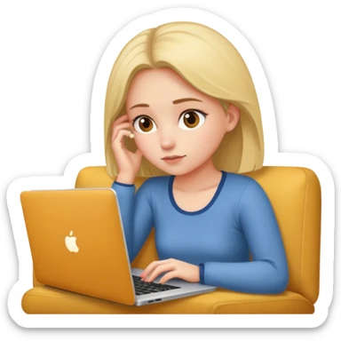 A girl is lying on the couch with a laptop, working sticker