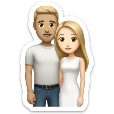 white girl with light brown straight hair girl kissing tall guy with white skin and black hair sticker