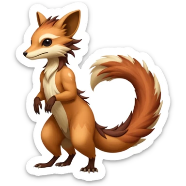 Cool furry anthropomorphic fantasy-Vernid-creature by LiLaiRa with a long tufted tail (full body) sticker