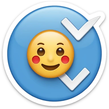 I want a verified emoji with the background all blue and inside there will be a stick "correct" in white". sticker