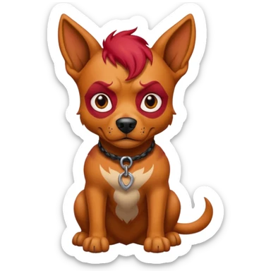 tattoed scary looking dog with red hair sticker