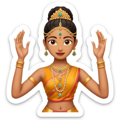 bharatanatyam dancer, performing with mudras, jewelry sticker