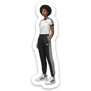 Black and white Adidas track pants sticker