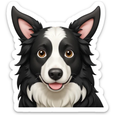 A black and white border collie has cow's horns. sticker