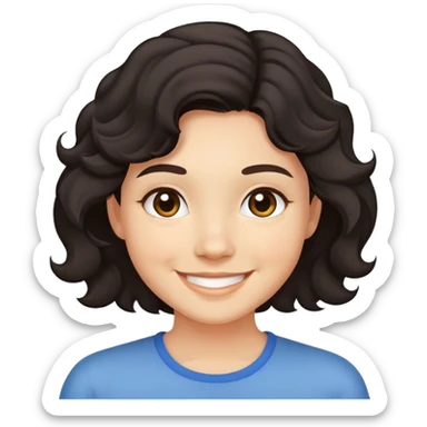 Dark short hair, wavy, cute smile with dimples sticker