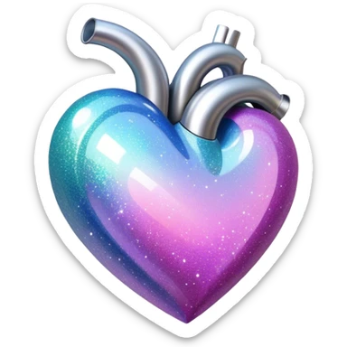 Holographic heart with glitter sticker