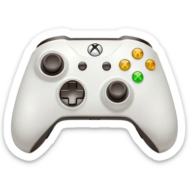 Clash of Clans aesthetic: Cinematic Playful Xbox Wireless Controller Portrait Emoji, rendered in a 3D vector-style similar to standard emojis with minimal shading and bold, simplified shapes. A compact, distinct form with signature details, softly glowing with a modern gaming energy charm. Simplified yet unmistakably iconic, highly detailed and consistent, glowing with a soft radiance and high shine. Stylized with a touch of next-gen innovation and a soft glowing outline, capturing the essence of a beloved gaming relic with a friendly, playful manner! sticker