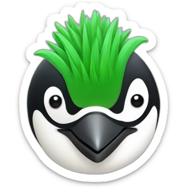 penguin head with green mowhawk sticker