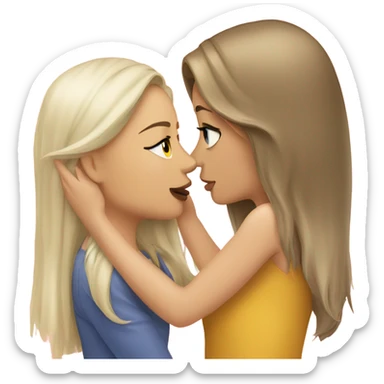 One brunette girl kissing a blonde girl sticker